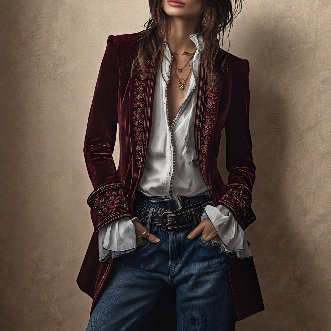 Naeva - Chaqueta de Terciopelo de manga Larga, Suave y Elegante