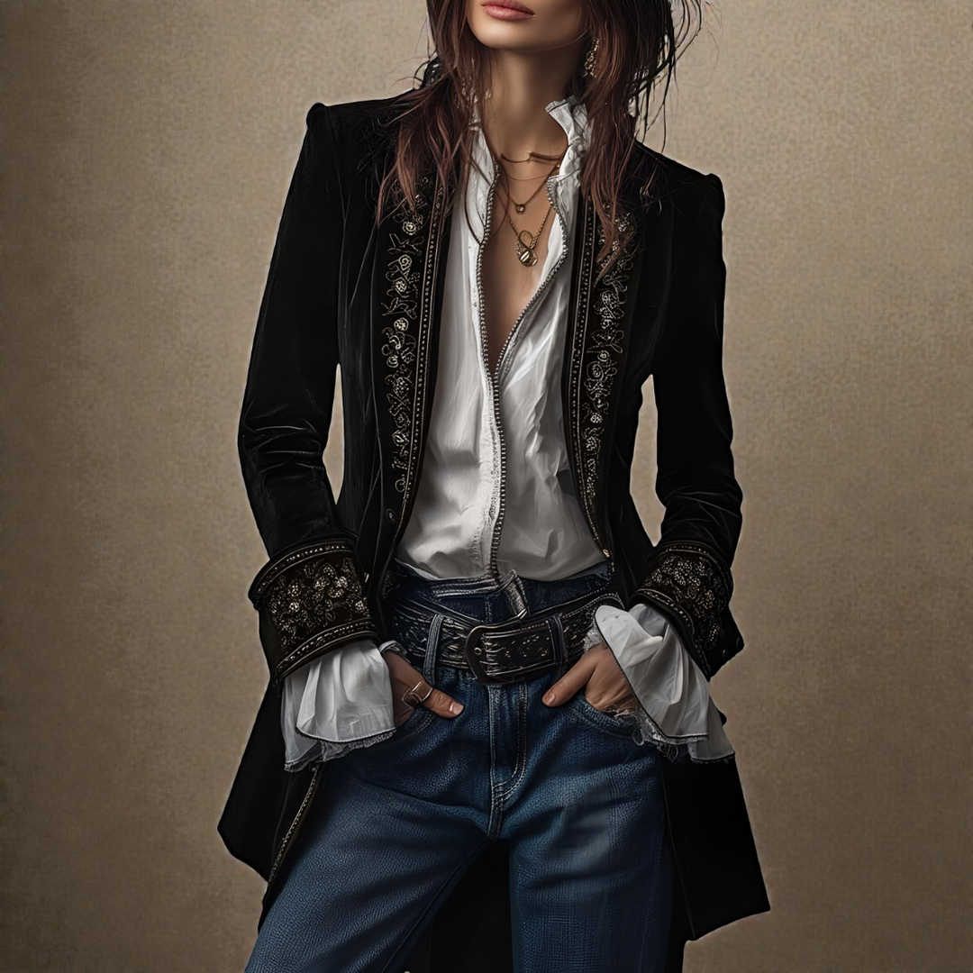 Naeva - Chaqueta de Terciopelo de manga Larga, Suave y Elegante
