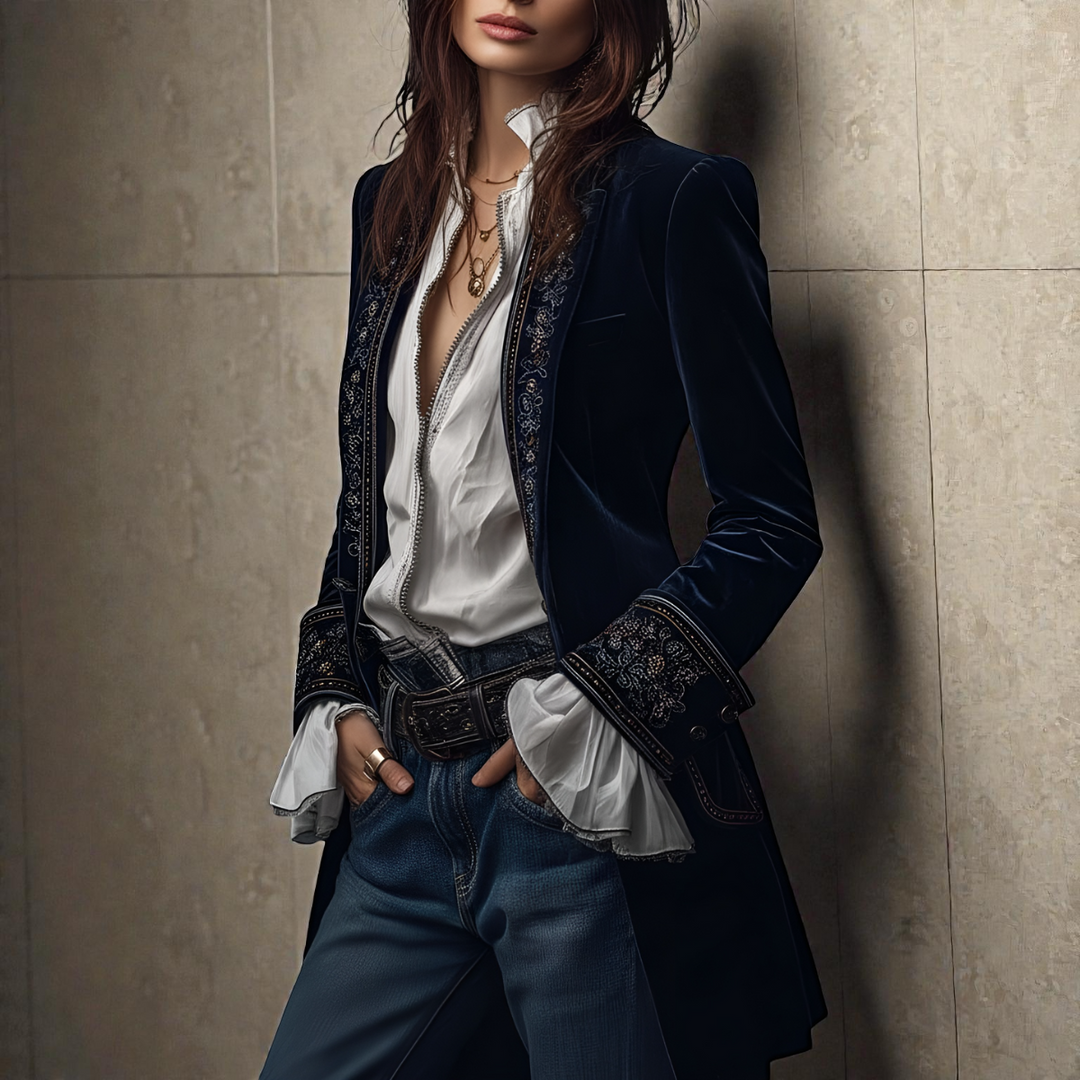 Naeva - Chaqueta de Terciopelo de manga Larga, Suave y Elegante