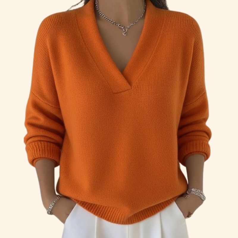 Taleena - Jersey Con Cuello en V y Manga Larga