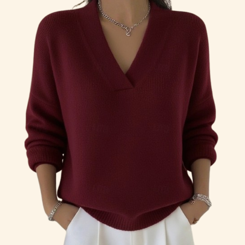 Taleena - Jersey Con Cuello en V y Manga Larga