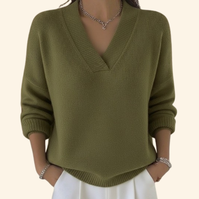 Taleena - Jersey Con Cuello en V y Manga Larga