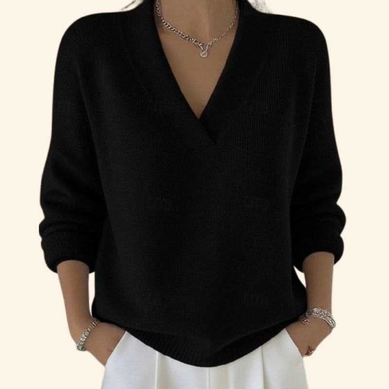 Taleena - Jersey Con Cuello en V y Manga Larga