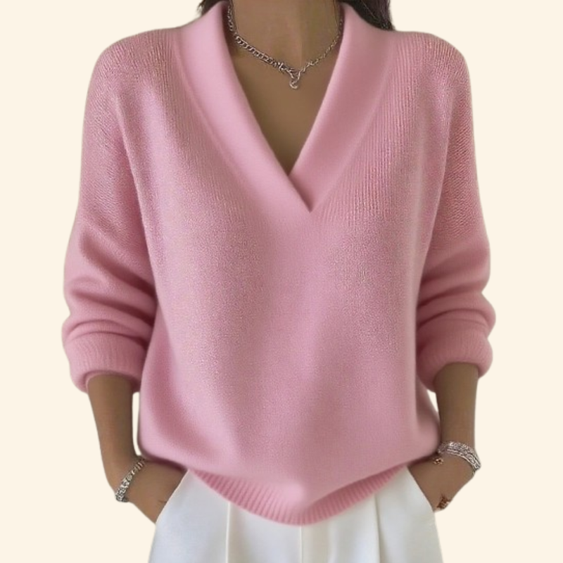 Taleena - Jersey Con Cuello en V y Manga Larga