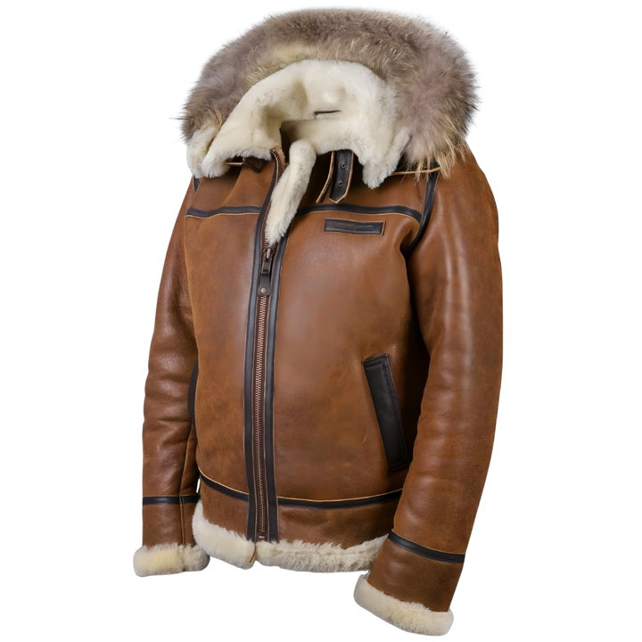 Grantham - Chaqueta Bomber con Capucha de Piel