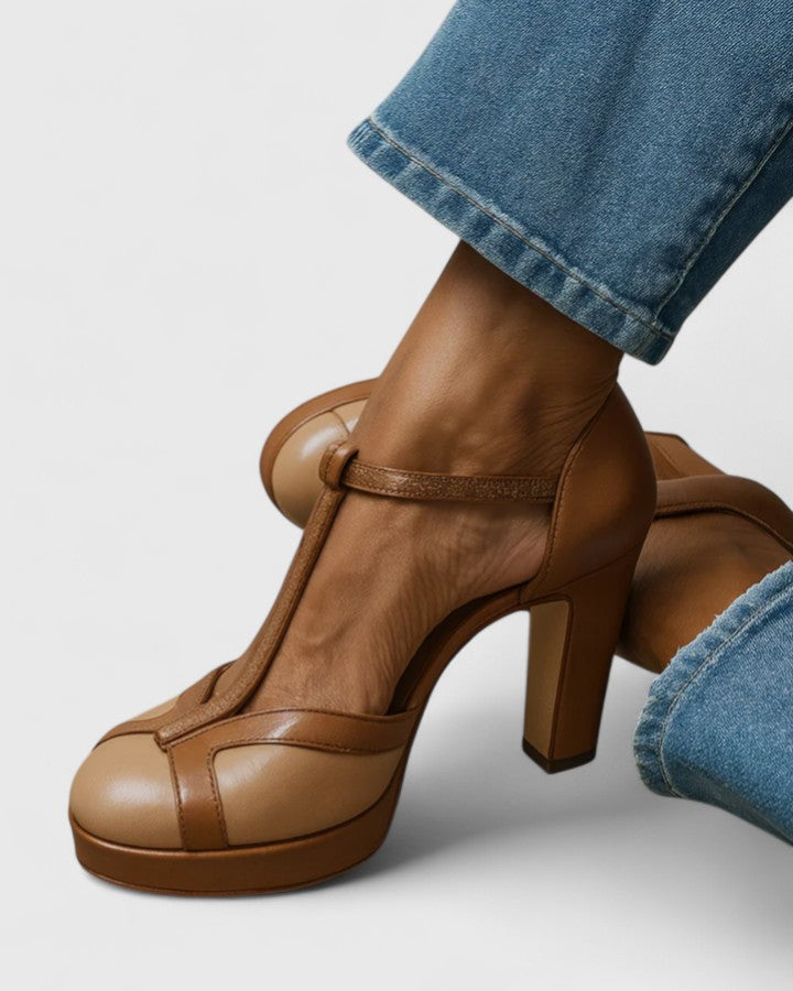 Delfinna - Elegantes Zapatos De Tacón Alto Con Correa en T