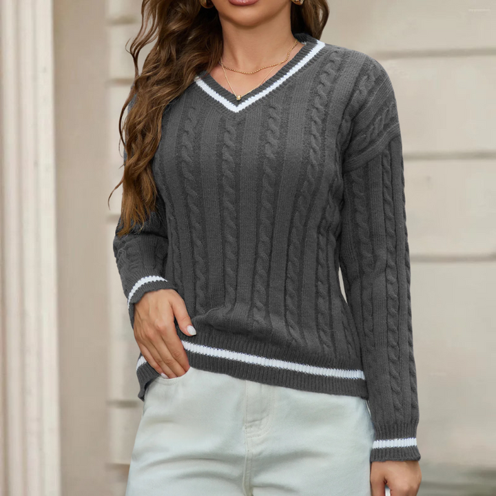 Noelle - Jersey de Cuello en V y Manga Larga
