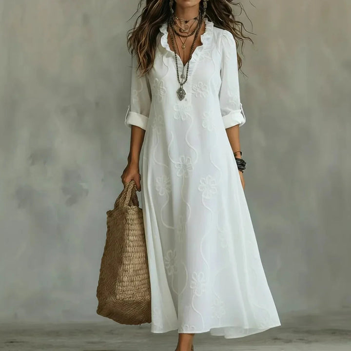 Alyxa - Vestido Largo Con Bordados Florales