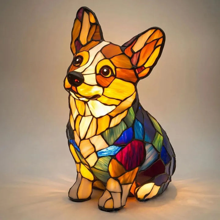 LumiCorgi - Lámpara Mágica De Vidrio Tintado Con Forma De Corgi