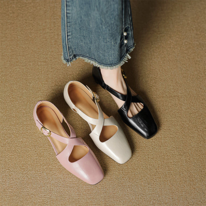 Malena - Zapatos De Cuero Con Tiras Cruzadas