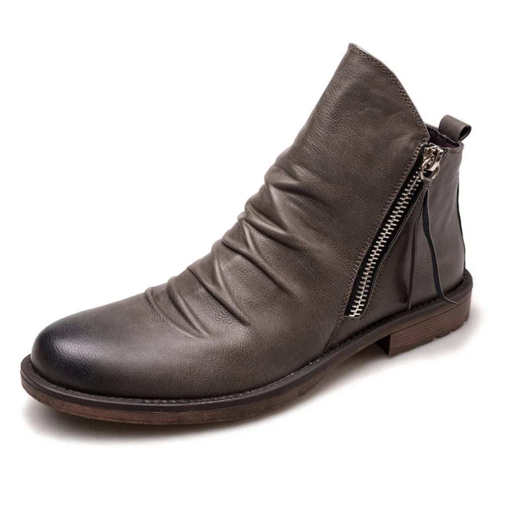 Antonio - Elegantes Botas de Piel con cierre de Cremallera