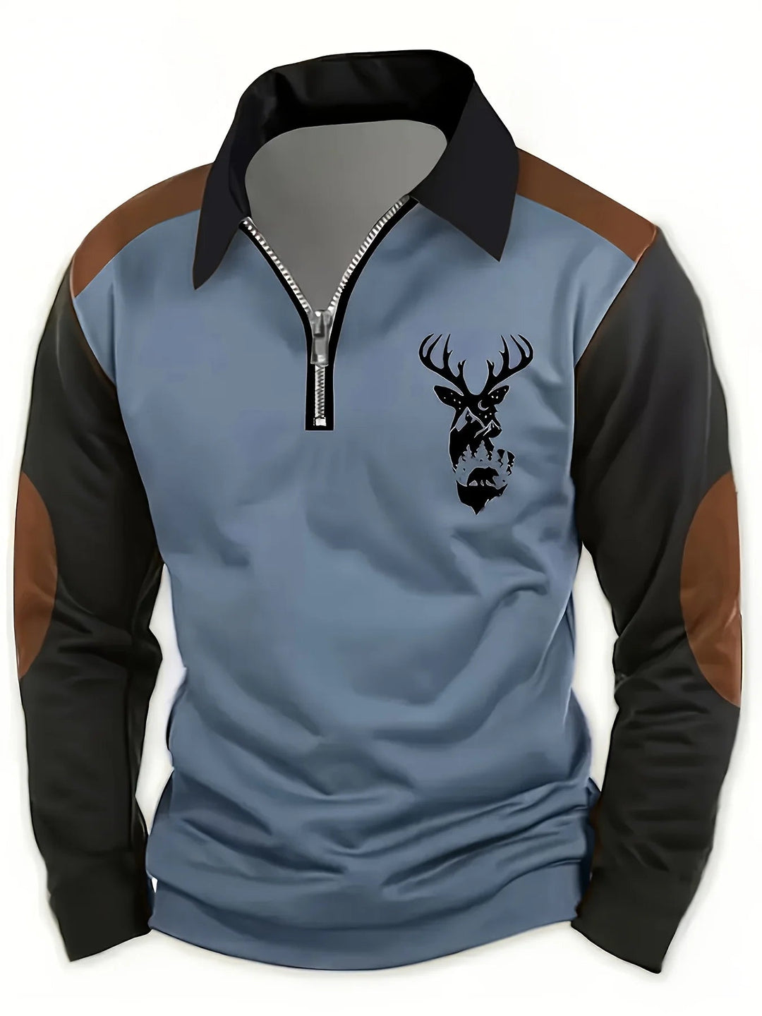 Georges - Polo Con Estampado De Cabeza De Ciervo y Cremallera