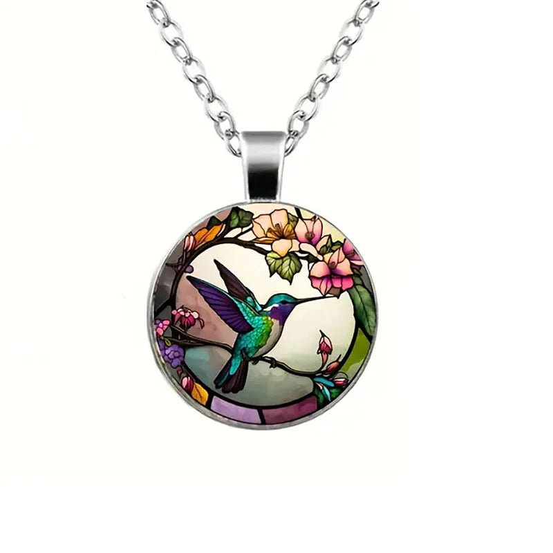 WingAura - Collar con Colgante de Cristal en forma de Colibrí