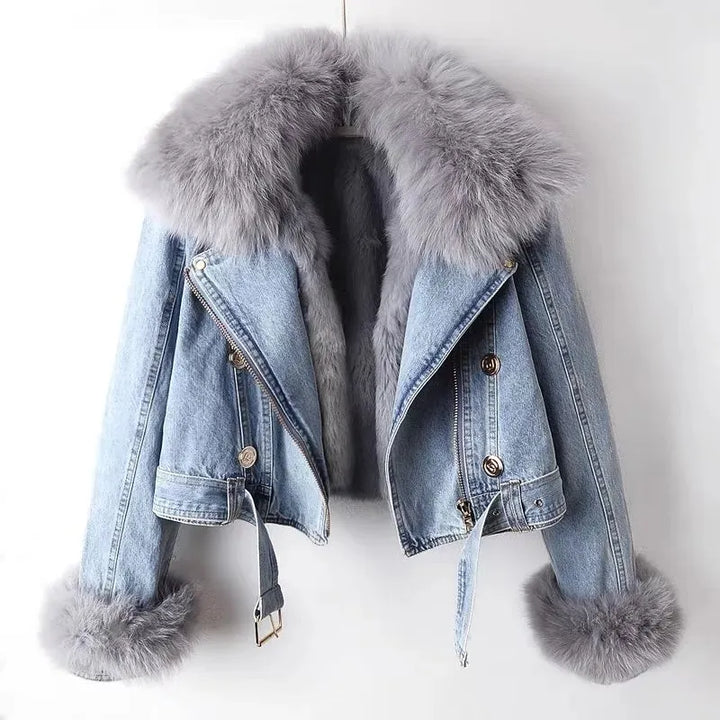 Hilde - Chaqueta Vaquera Ajustada Con Forro De Piel