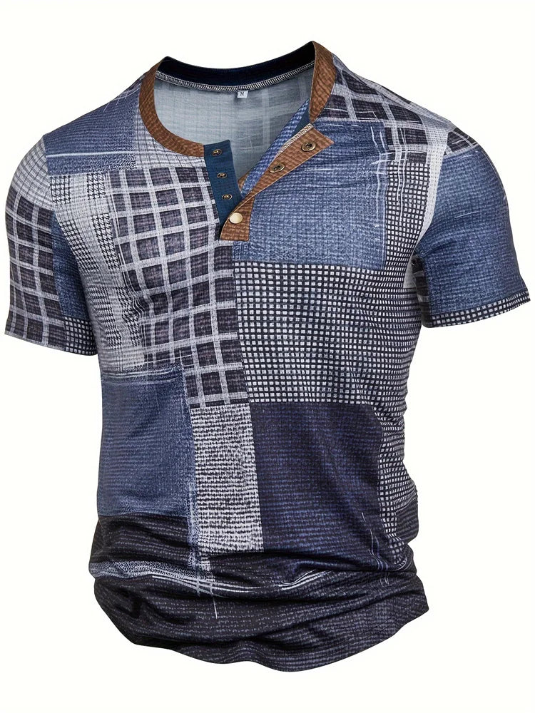 Edson - Elegante Camisa Con Estampado Patchwork
