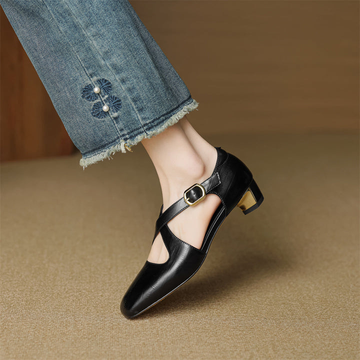 Malena - Zapatos De Cuero Con Tiras Cruzadas