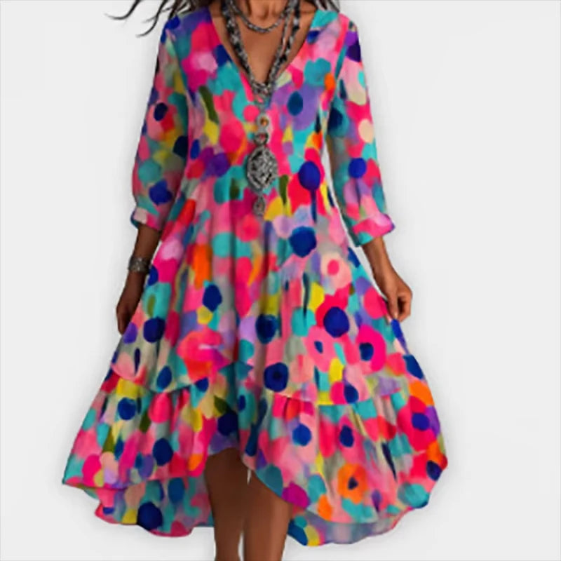 Shanae - Elegante Vestido Midi De Flores