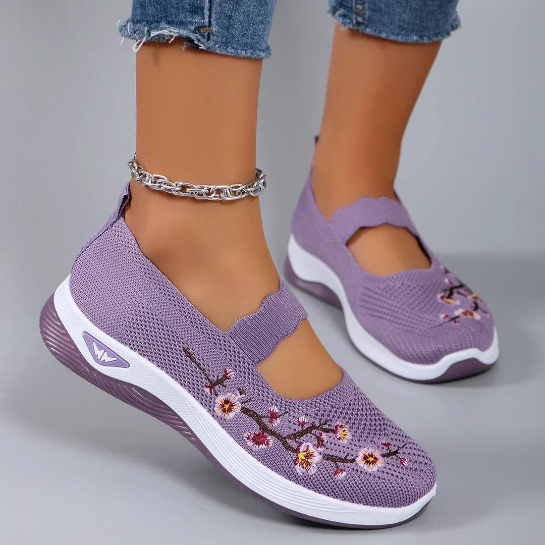 Fajon - Cómodas Zapatillas Deportivas Con Bordados Florales
