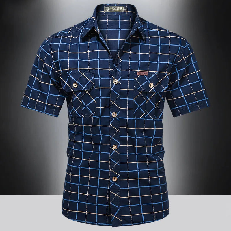Steinar - Camisa Elegante De Manga Corta A Cuadros