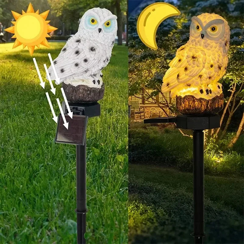 SolarOwl - Lámpara de jardín con Forma de Búho que Funciona con Energía Solar