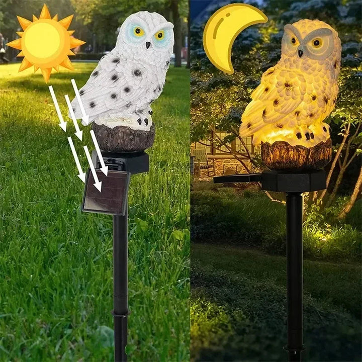 SolarOwl - Lámpara de jardín con Forma de Búho que Funciona con Energía Solar