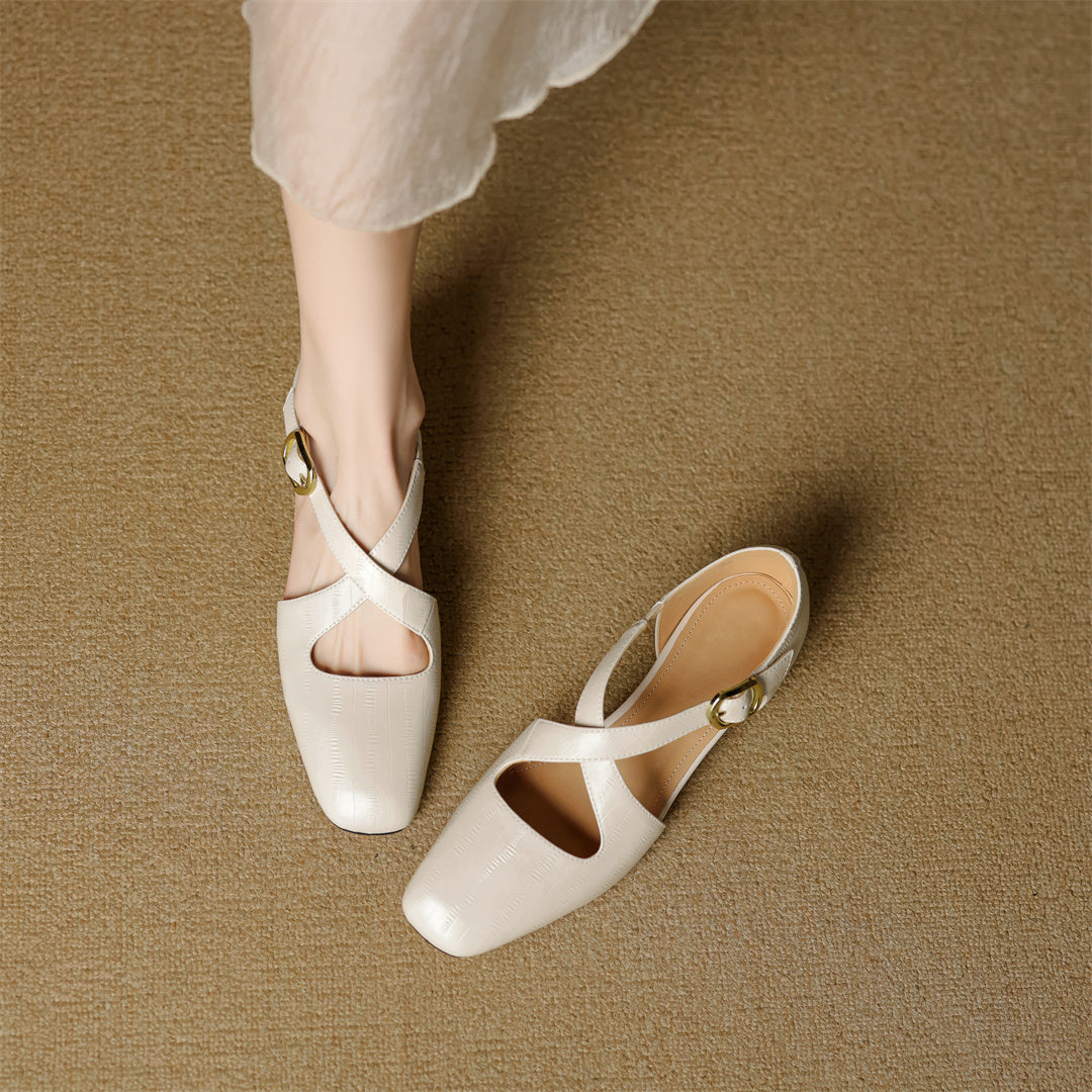 Malena - Zapatos De Cuero Con Tiras Cruzadas