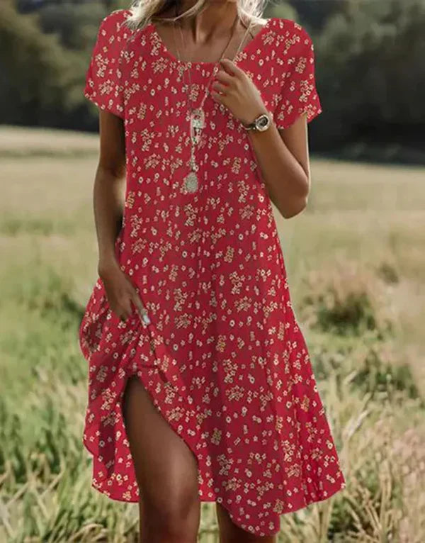 Giovana - Elegante Vestido Midi De Manga Corta