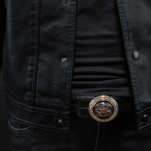Lulzim - Informal Ajuste Entallado Cuero Chaqueta