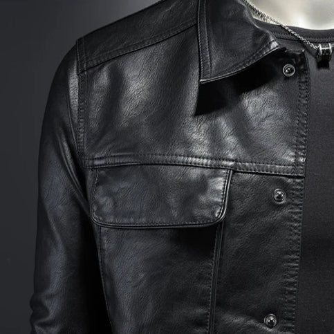 Lulzim - Informal Ajuste Entallado Cuero Chaqueta
