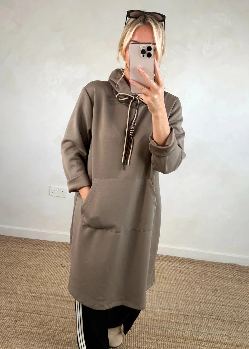 Michaella - Vestido Túnica Con Capucha y Bolsillos Delanteros