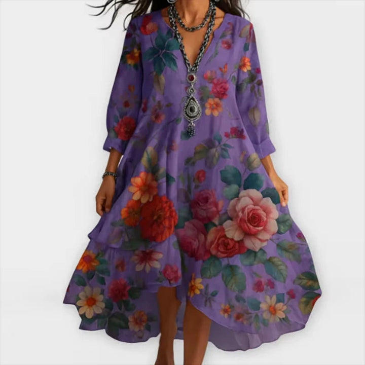 Shanae - Elegante Vestido Midi De Flores