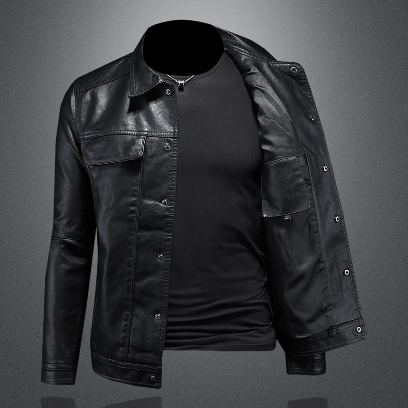 Lulzim - Informal Ajuste Entallado Cuero Chaqueta