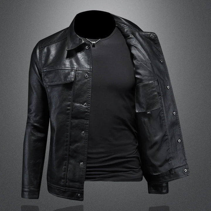 Lulzim - Informal Ajuste Entallado Cuero Chaqueta