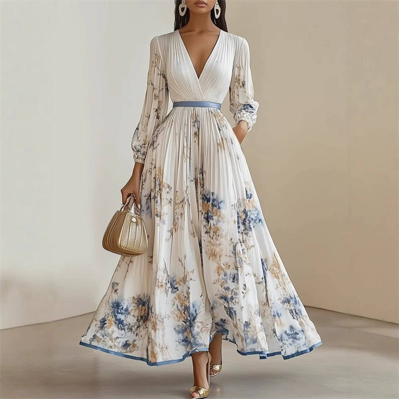 Pramudi - Vestido Largo Elegante de Manga larga