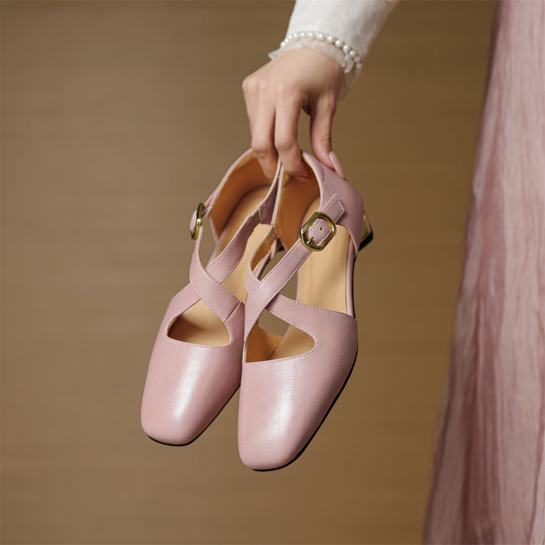 Malena - Zapatos De Cuero Con Tiras Cruzadas