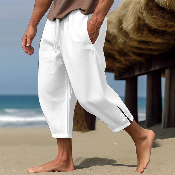 Erich - Pantalones Cómodos De Lino Con Cintura Elástica Para El Verano