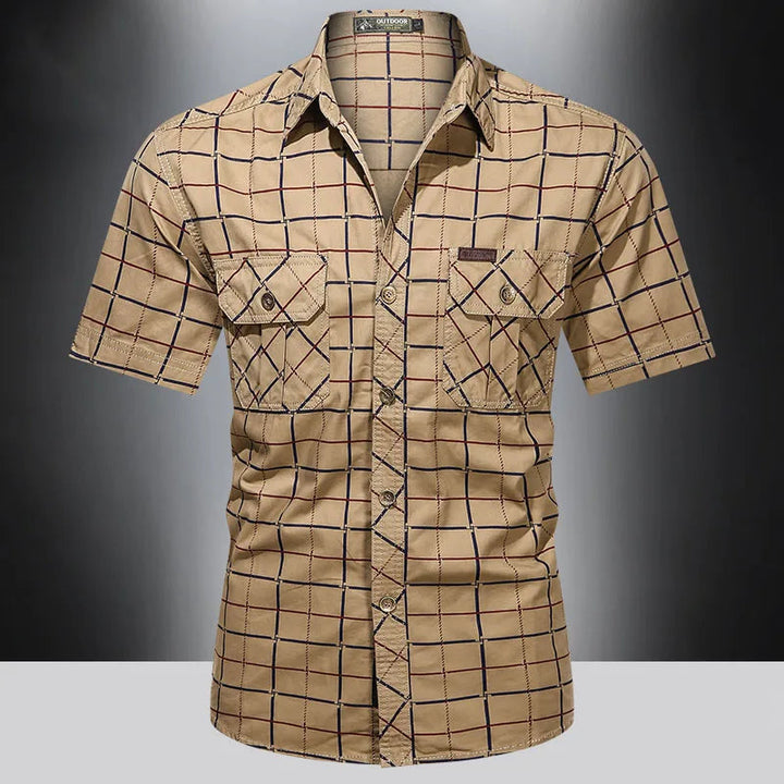 Steinar - Camisa Elegante De Manga Corta A Cuadros