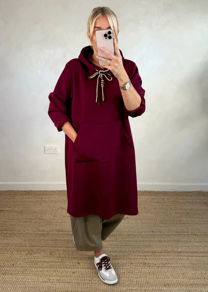 Michaella - Vestido Túnica Con Capucha y Bolsillos Delanteros