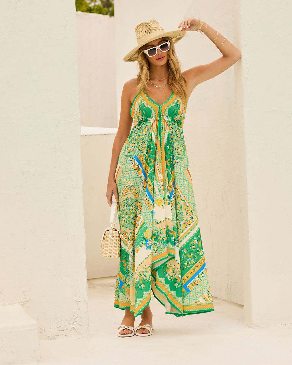 Delfina - Vestido Largo Bohemio de Verano con Cuello en V