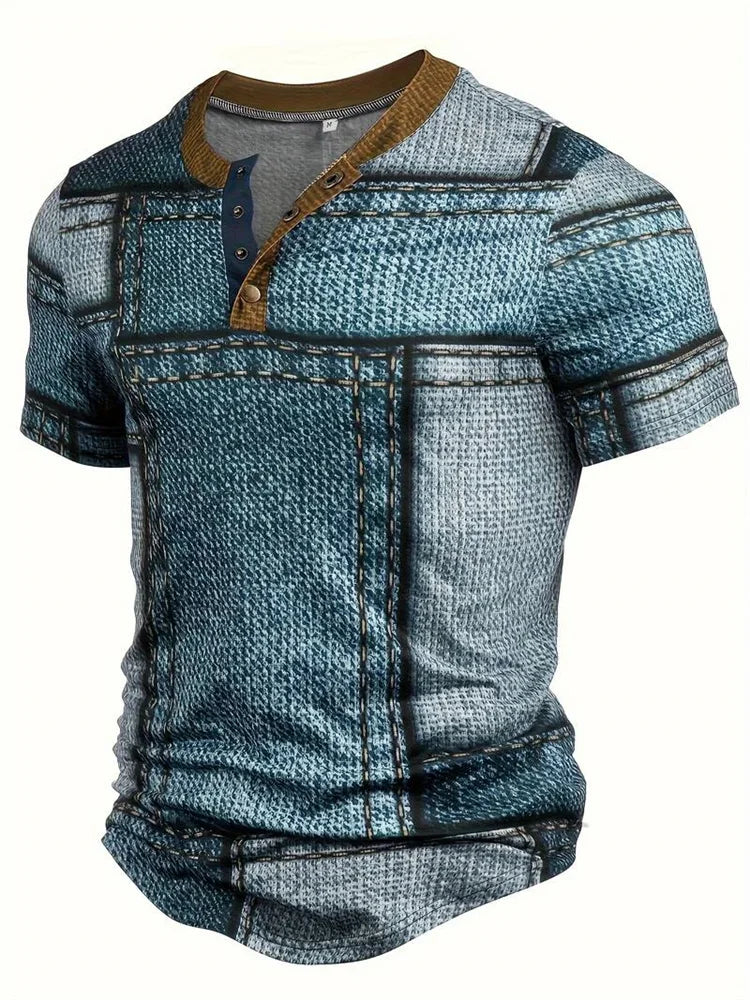 Edson - Elegante Camisa Con Estampado Patchwork