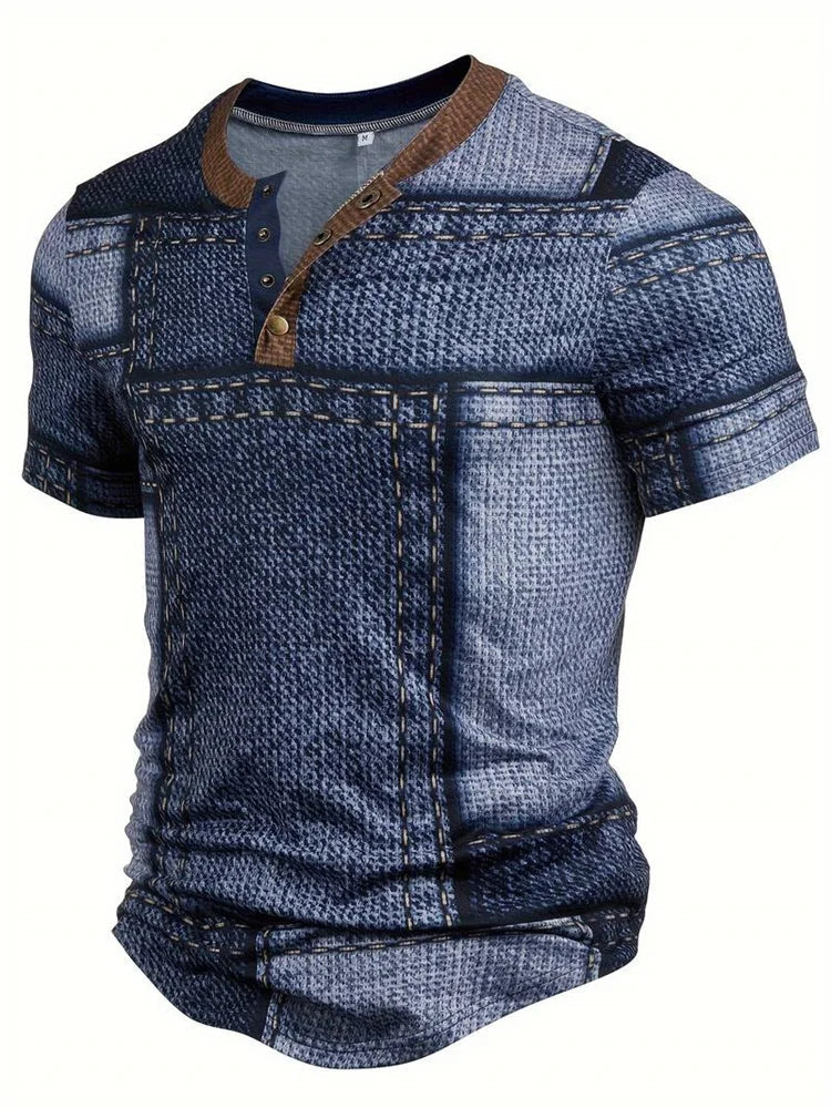 Edson - Elegante Camisa Con Estampado Patchwork