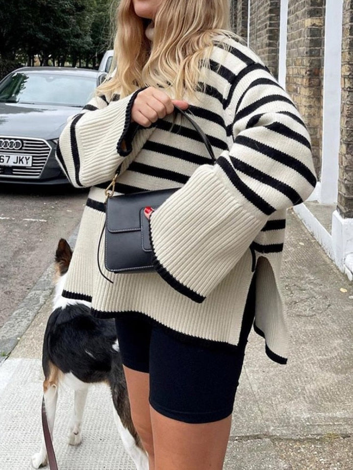 Kynesia - Jersey De Cuello Alto Oversize a Rayas