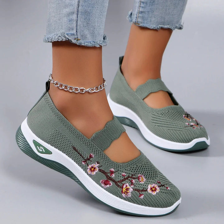 Fajon - Cómodas Zapatillas Deportivas Con Bordados Florales