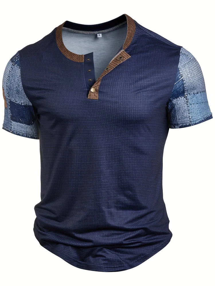 Edson - Elegante Camisa Con Estampado Patchwork