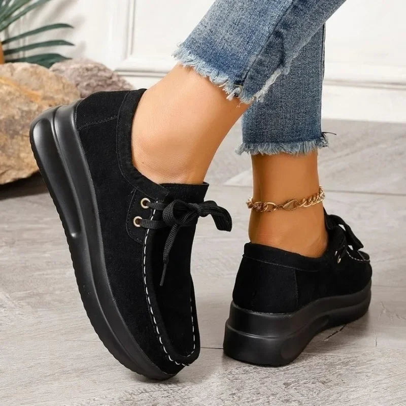 Tonja - Zapatos De Ante Con Cordones y Suela Antideslizante
