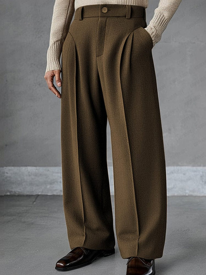 Joelina - Pantalones De Corte Entallado De Cintura Alta Con Pliegues Y Pernera Ancha