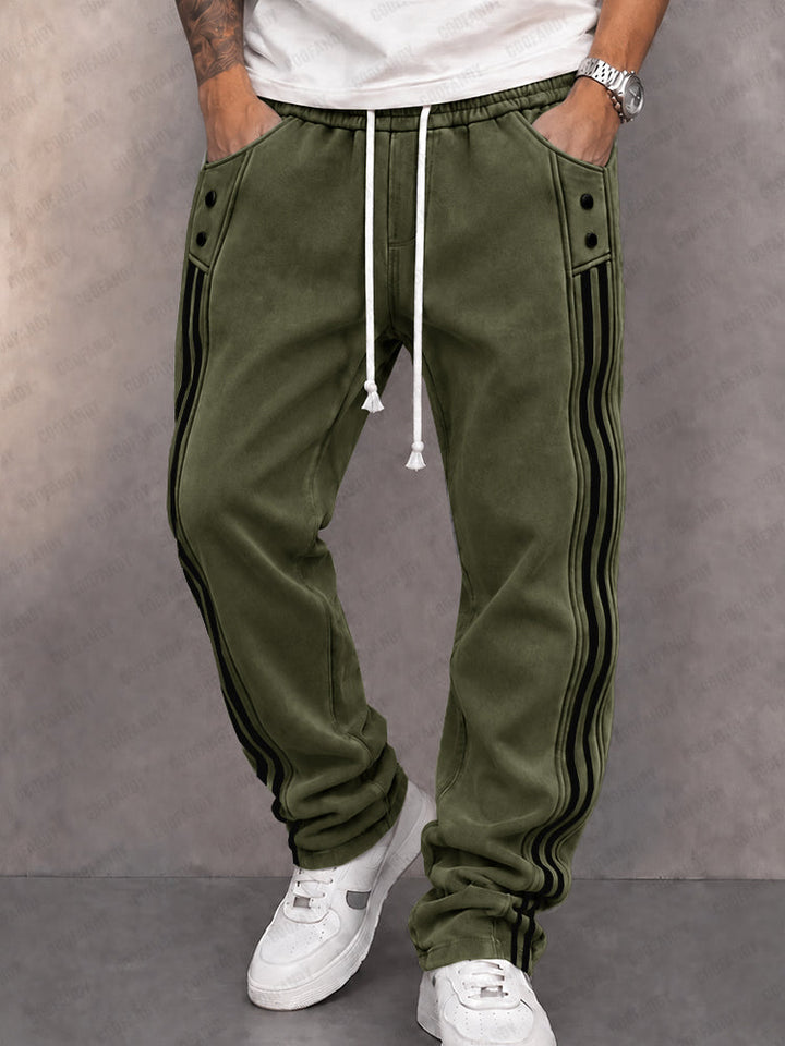 Danley - Pantalones Jogger Informales De Imitación De Ante Con Raya Lateral