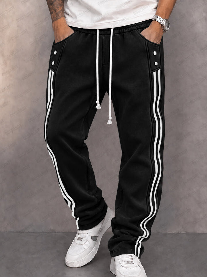 Danley - Pantalones Jogger Informales De Imitación De Ante Con Raya Lateral