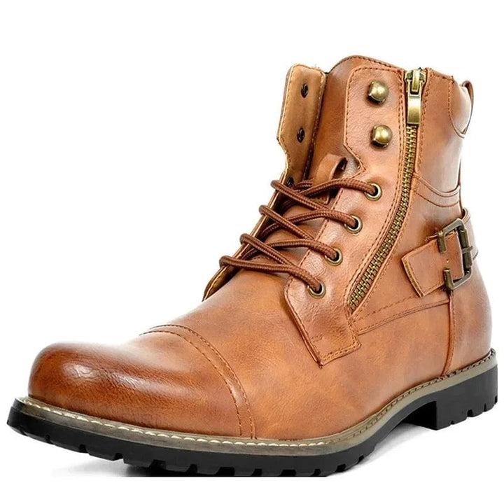 Carwin - Botas Con Cordones de Piel a La Moda