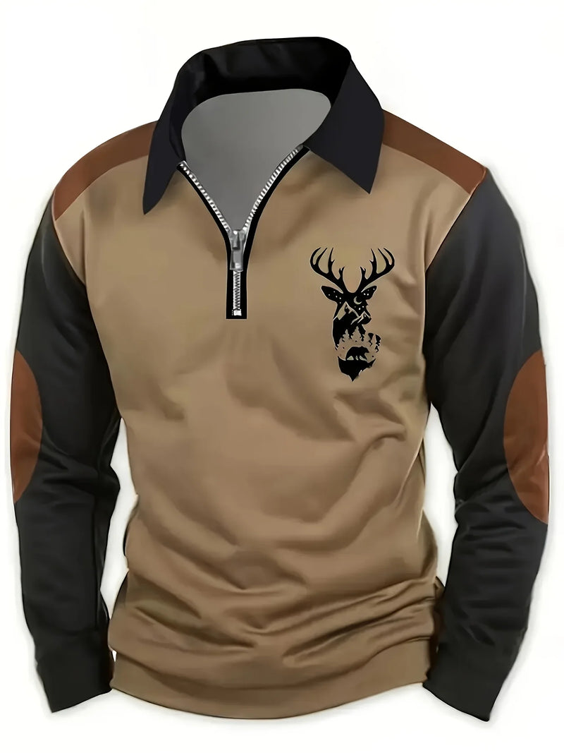 Lymann - Camiseta De Manga Larga Con Estampado De Ciervo